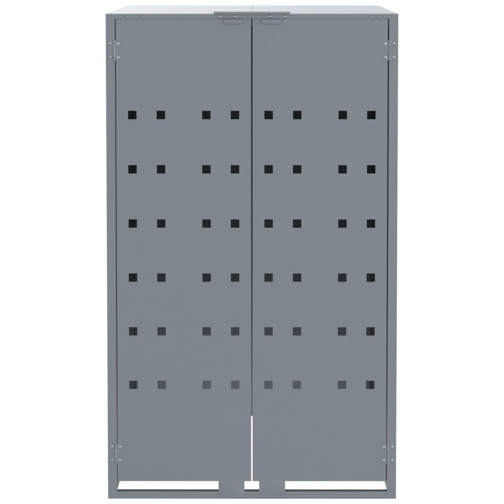 Willood Mülltonnenverkleidung Mülltonne Müllcontainer Gerätebox für 2 Tonnen Grau 138x79x117 cm Stahl