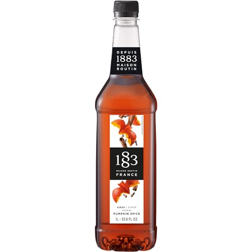 1883 Maison Routin Premium Pumpkin Spice Syrup Flavoured Syrup for Coffee Desserts Cocktails Natural Flavour Vegan-Friendly Allergen-Free and No Artificial Colours - 1L PET Bottle