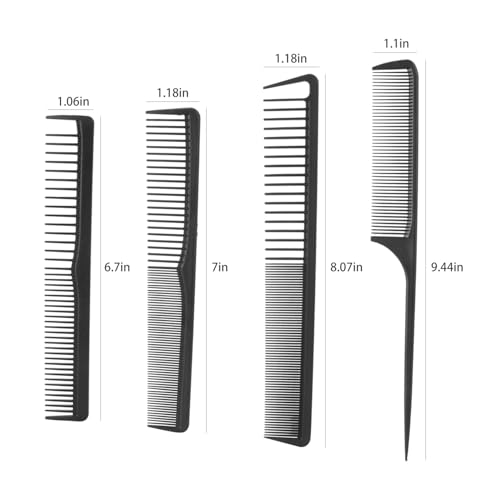Set 4 Peines para Corte y Peinado, Fibra de Carbono Negro miniatura 2