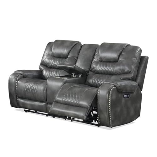 Image of Torque - Mikkel Leatherette Recliner Sofa 3+2+1 Seater Manual Grey | Adjustable 6 Seater Recliner with Cup Holder Storage for Living Room Bedroom | 1 Year Warranty