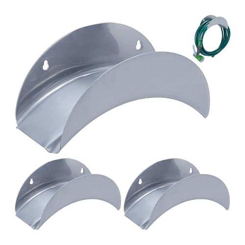 Relaxdays Schlauchhalter Wand 3er Set, für 30 m 1/2' Schlauch, Gartenschlauch Halterung, Schlauchaufhängung Metall, grau
