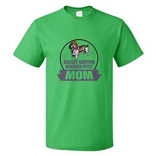 Custom Funny Graphic T Shirts for Men Mom Basset Griffon Vendeen Petit Dog Cotton Top Kelly Green Design Only 3X Large