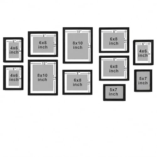 Image of Art Street White Gallery Wall Photo Frame Set for Living Room | Modern Family Memory Timeline Wall Decor with Multi Size Collage Frames for Home & Bedroom Decoration