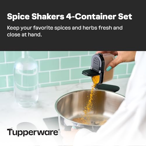 Image of Tupperware Small Spice Shakers, Set of 4, Keeps Dry Herbs and Spices Fresh, BPA-Free, Dishwasher Safe