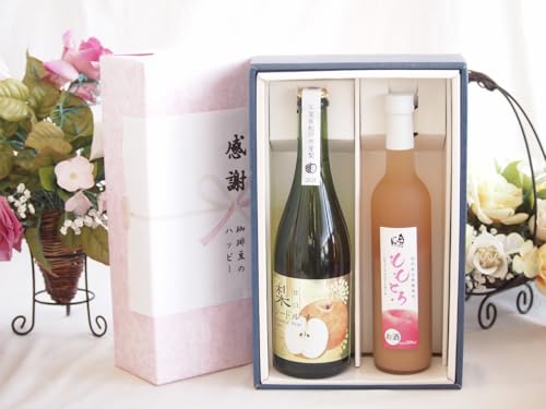 感謝の贈り物ボックス果物リキュール桃×梨特集2本セット(奥の松酒造 ももとろ7 度(福島県) アデカ 千葉県産甘口梨シードル6度(長野県)) 500ml×1本 750ml×1本