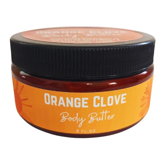Orange Clove Body Butter - All Natural Handcrafted Ultra-Moisturizing & Luscious. No Parabens, Phtahalate Free, Vegan. 1 ct. (4 fl. oz)
