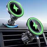 【2in1・強力磁気】Lamicall スマホホルダー 車 ワイヤレス充電：iphone MagSafe 車載 ほるだー 充電器 エアコン 吹き出し口 強力 マグセーフ 車用 急速 粘着兼用 両面テープ 携帯スタンド 360度回転ベース iPhone Air,17,17 Pro,17 Pro Max/16/15/14/13/12シリーズ アイフォン本体やMagSafe搭載ケースに 充電対応可能