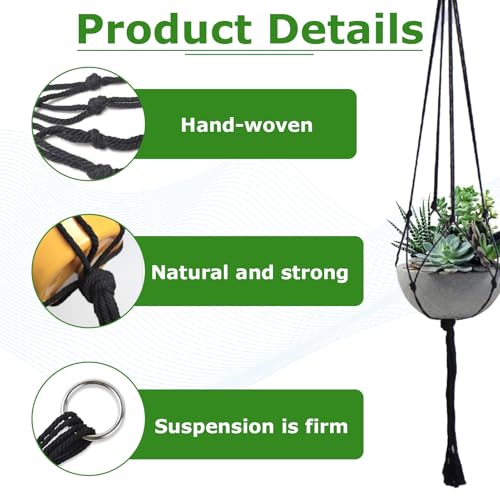 SOGHO 6 Stück Makramee Blumenampel,Hängepflanzen Topf,Baumwollseil Hängeampel Blumentopf,Hängetopf Für Pflanzen,Halter Aufhänger,Pflanzkorb Hängender Für Innen Außen Decken Balkone Wanddekoration