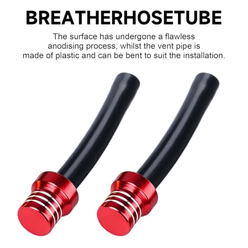 Image of 2pcs Motorcycle Breather Hose Gas Fuel Tank Cap Vent, Red | Motorcycle Gas Cap Vent Hose Tube,Aluminum Universal Breathing Tube Fits Off-Road Motorcycles ATVs /Pit Dirt Motorcycle Bike