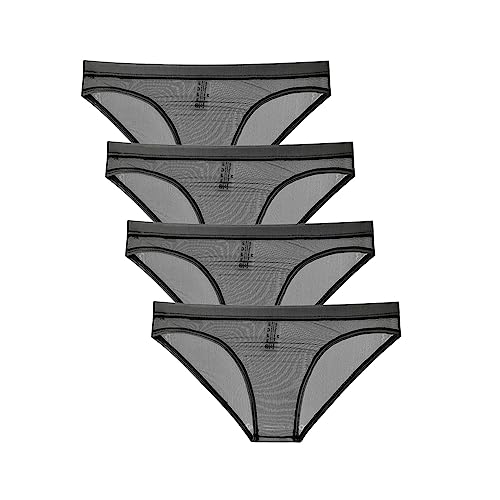 Golirsteca Men's Slim Fit Silky No Pouch Transparent Mesh Brief Bikini Briefs Underwear Panties