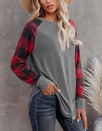 Image of Aifer Womens Long Sleeve Shirts Crew Neck Pullover Sweatshirt Pattern Raglan Casual Tunic Tops