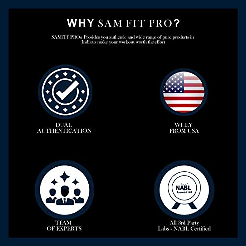 Image of SamFit Pro Gold Class Whey Protein | Chocolate Americana | 2.2 Lbs | 1kg | 24 Gram Protein per Scoop | USA made Whey (Cookies & Cream, 1kg)