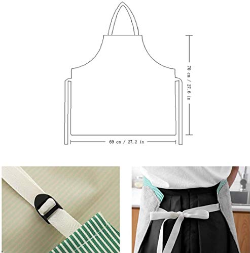 Image of KPNG Waterproof & Adjustable Durable Stripe Chef Bib Apron with Convenient Pocket and 2 Side Coral Velvet Towels Stitched, for Home Kitchen, Grill, Cooking, Restaurant. (Coffee, 1)