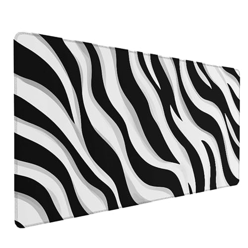 Tapis souris noir et blanc grand format pour bureau gamer et PC