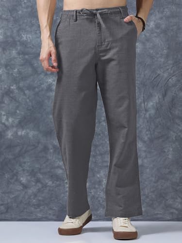 Image of Vogaan Men's Cotton Blend Casual Trousers Pants | Stylish Comfortable Trousers for Office Work and Outings