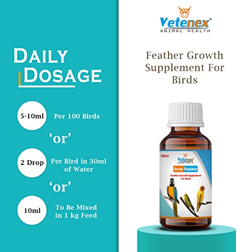 Grow Feather - Feather Growth Supplement for Birds - 100 ML