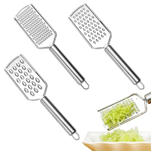 Lot de 3 petites râpes à main en acier inoxydable, mini râpe à main, 3 tailles de trous différentes pour la maison, râpe de cuisine en acier inoxydable pour chocolat, carottes, gingembre