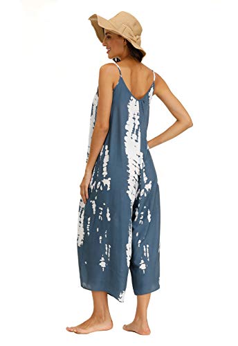 Wexcen YXF0020 Jumpsuits For Women Floral Wide Leg Spaghetti Strap Sleeveless Casual Loose Ethnic Long Rompers thumb #1