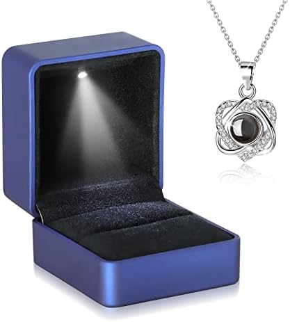 VHIONER Personalised Photo Projection Necklace, 925 Silver Custom Name I Love You 100 Languages Pendant Friendship Birthday Anniversary MemorialJewelry Gifts Women Girls