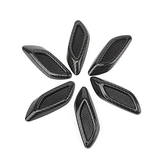 6Pcs Curboom Car Fender Trim Decorative Intake Universal Auto Air Flow Bumper Side Vent Decal Scoop Hood Spolier Door Carbon Fiber Abs Chrome Silver Exterior Glossy Black Sticker For Most Cars #TOP5