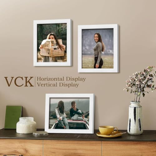Image of VCK 8x10 Picture Frame Set of 3, White Wood Frames, Gallery Wall Decor Photo Frames for Wall Mounting Horizontally or Vertically
