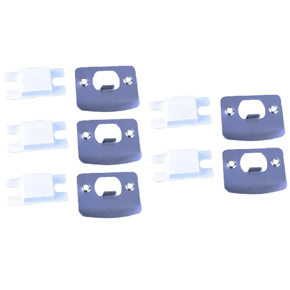 Latch Strike Plate, 5 Pack Stainless Steel D Shaped Door Striker Keep Plate + 5 Pack Dust Box for Mortice Door Latch