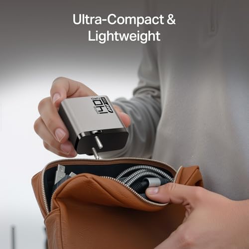 Image of boAt 140W GaN Charger with 140W Fast Charging, PD 3.1, PPS & QC 3.0 Support, 4 Charging Ports (3X Type-C & 1x USB-A), GaN Chip Technology, Smart Power Distribution, Compact & Lightweight (Ash Grey)