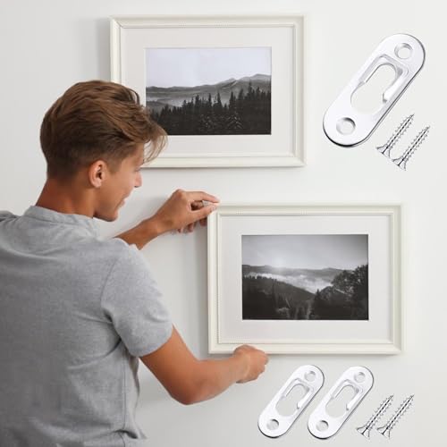 Image of 100PCS Keyhole Hangers Heavy Duty Metal Single Hole Hanging Picture Hanger 1.7 x 0.65 inch Fasteners Hooks for Picture Frames Rivet Fittings