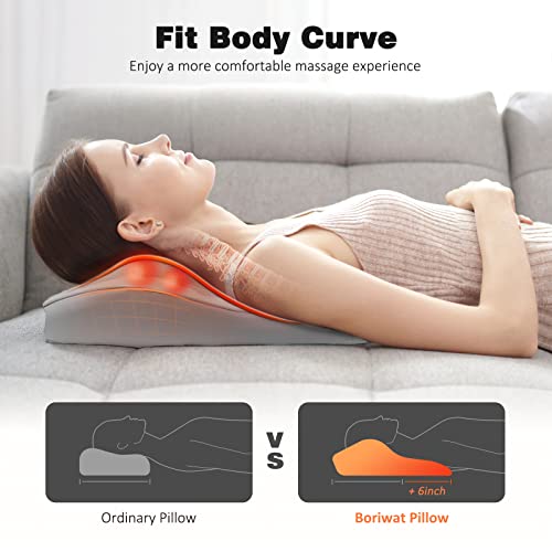 Image of Boriwat Back Massager with Heat, 3D Kneading Massage Pillow for Back, Neck, Shoulder, Leg Pain Relief Deep Tissue, Gifts for Women Men Mom Dad(Light Gray)