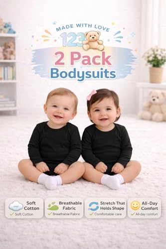 Image of 123 Bear Baby 3-Pack Soft Cotton Spandex bodysuits
