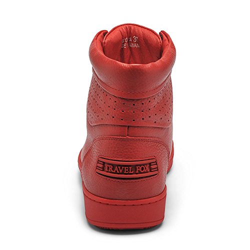 Image of TRAVEL FOX Unisex 900 Nappa Leather Round Toe Lace-Up High-Top Sneakers