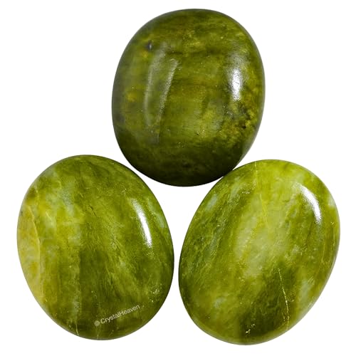 Image of Crystal Heaven Vesuvianite Crystal Palm Pebbles Stones For Anxiety Stress Relief Massage-Aaa Grade Original Healing Gemstone Agate Palm Stone For Yoga Meditation Spiritual Reiki Feng Shui