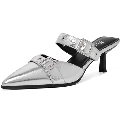 Image of Mostrin Kitten Heels for Women Pointed Closed Toe Heels Vintage Stiletto Dressy Pumps Shoes for Office Work Party
