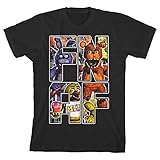 Five Nights at Freddy's FNAF Graphics Boy's Black T-Shirt-Large