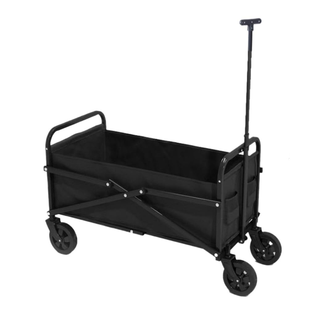 wózek ogrodowy, Wózek kempingowy 5-calowy, wózek dla dzieci, składany, piknikowy na świeżym powietrzu(Black)