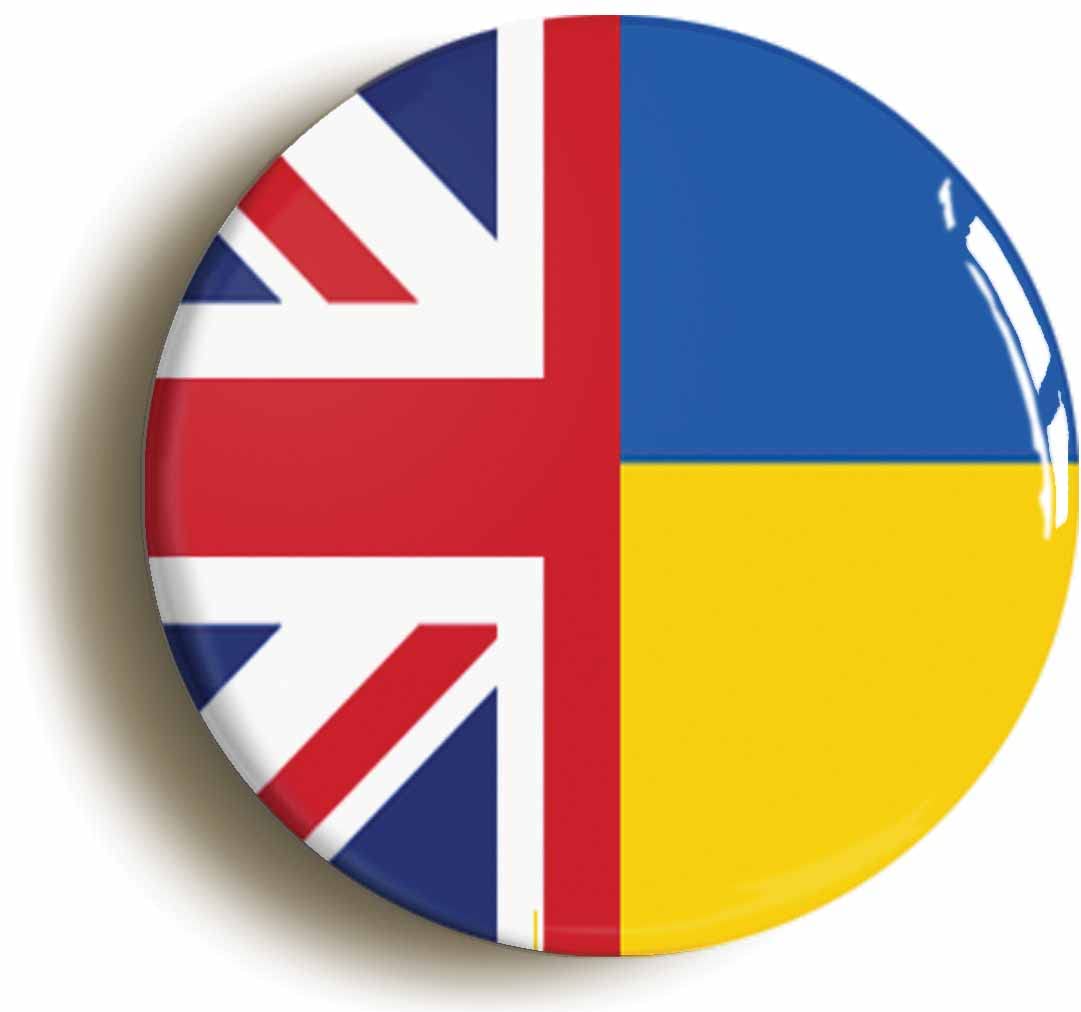 United Kingdom Ukraine Split Flag Fridge Magnet (Circular 2inch / 50mm Diameter)