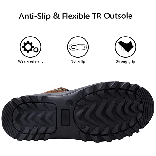 Riemot Men's Snow Boots Waterproof Winter Boots For Hiking Trekking Fishing Riding Hunting Dog Walking Insulated Mucker Yard Boots Gardening Shoes Warm Anti-Slip Ankle Boots Brown Eu 45 #TOP3