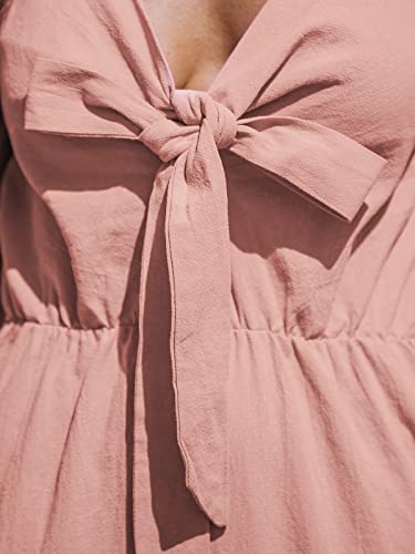 Cupshe Bow V-Neck Jumpsuit Wide Leg Rompers V Neck Sleeveless Jumpsuits, L Pink #TOP2