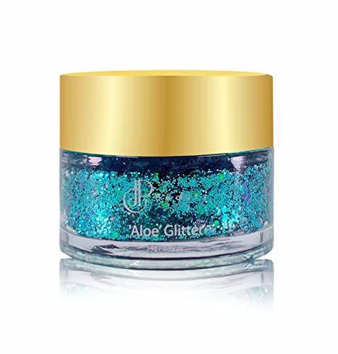 CJP Beauty Sombra de ojos con brillo grueso-14 g / 0.49 oz - Crueldad certificada,sin gluten y apta para veganos - Autoadhesivo y de secado rápido para ojos, rostro,cuerpo,cabello y uñas (Ocean Vibes) Cover