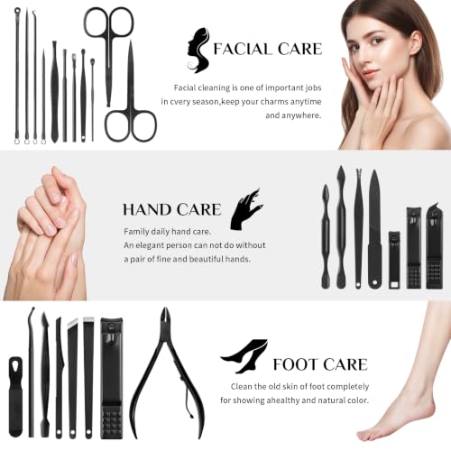 Image of MINKINH Manicure Set Professional Nail Clipper Kit-26 Pieces for Men, Black