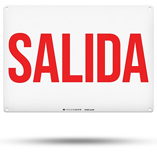Tradesafe Exit Sign - Salida Spanish Signs For Business, Quick Install Aluminum Safety Sign, Light Reflective, Uv-Resistant, Waterproof, 14” X 10”, Indoor And Outdoor Signs #TOP16