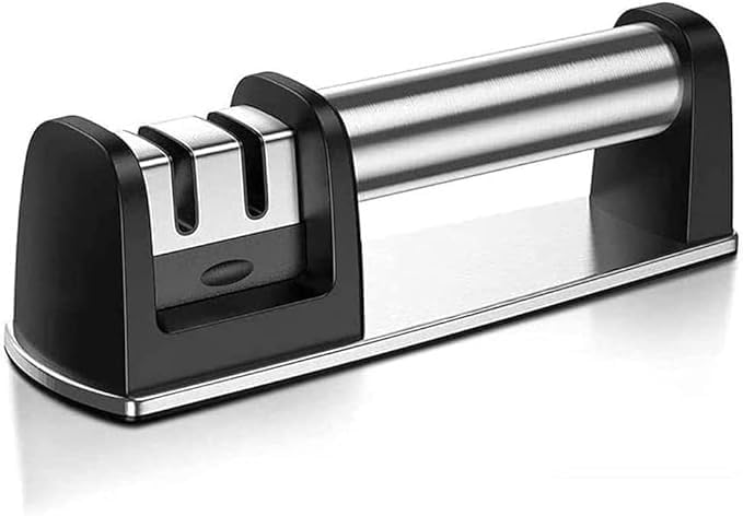 Knife Sharpener Kitchen Knife Accessories- 2-Stage Knife Sharpener Helps Repair, Restore, Polish and Microfiber Wipe
