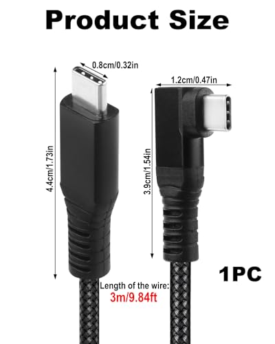 Link Cable USB C to USB C for Meta Quest 3S/3/2/Pro/Pico 4/Ultra VR Long Cable for Pico 4 Ultra/4 PC/Steam Oculus/Meta 90 Degree Right Angle Fast Charging Accesorios for Virtual Reality Headset PC VR - Image 6