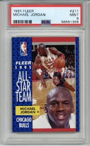 1991 FLEER #211 MICHAEL JORDAN BASKETBALL CARD CHICAGO BULLS PSA 9 MINT LOW POP