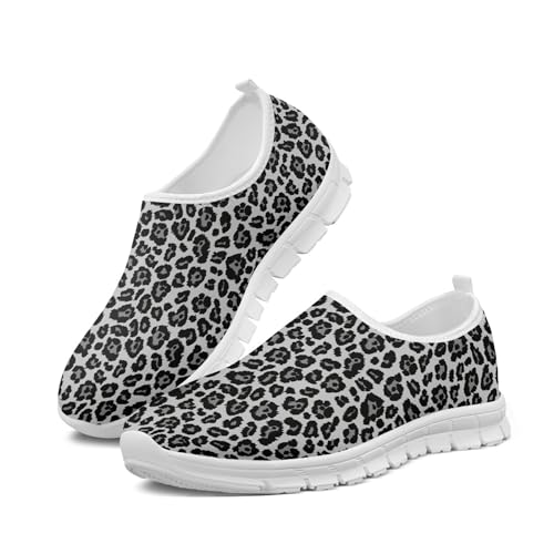 Sunflower Leopard Print Casual Shoes for Women Knit Mesh Slip on Walking Shoes Sneakers Size 5-10.5