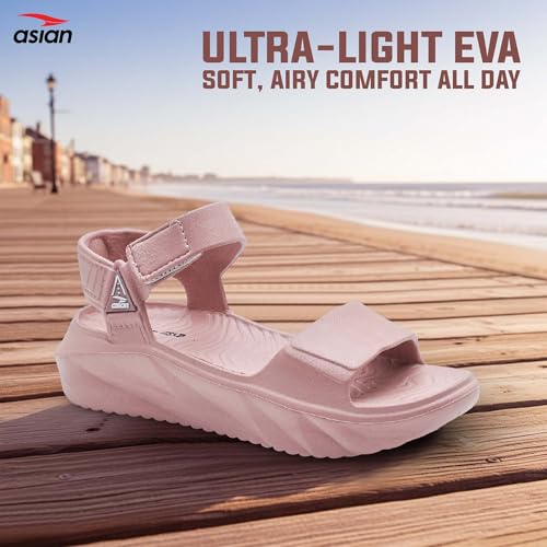 Image of ASIAN Indigo-32 Women's Casual Platform Sandals with Adjustable Strap | Lightweight EVA Sandals with Comfortable Cushioning Footbed for Travel