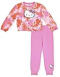 Hello Kitty Girls Jogger Set 2 Piece Fleece Crew Neck Sweatshirt and Jogger Sweatpants (Tie Dye, 7)