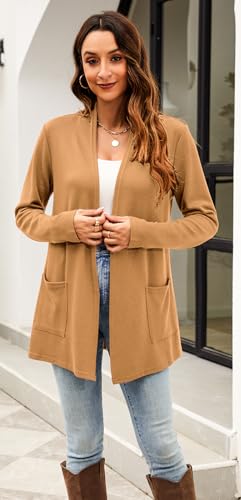 Image of Newchoice Womens Lightweight Long Sleeve Cardigans with Pockets Summer Casual Open Front Sweater Cardigan Duster