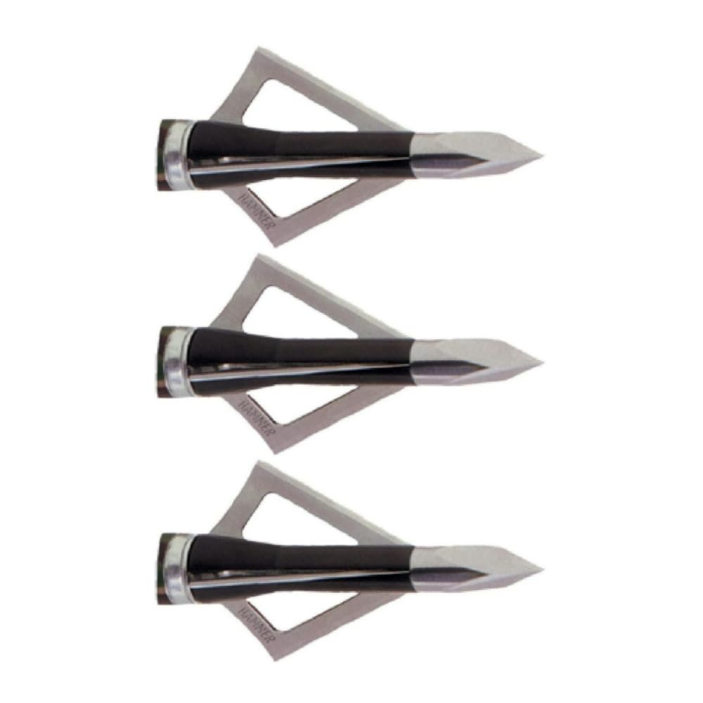Wasp Hammer SST 100-Grain Broadhead Arrow with Rockwell 46C Steel Blade and 1.187-Inch Cutting Diameter (3-Pack)