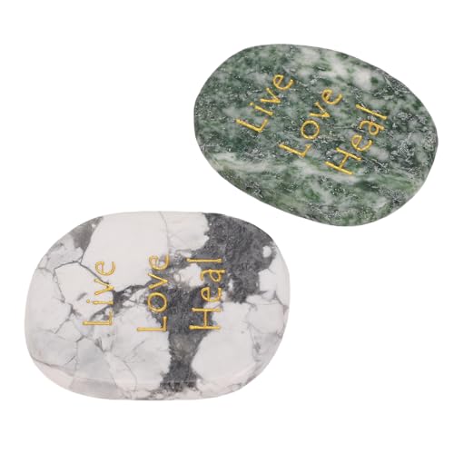 RASTKY Exquisita Piedra de Cristal Grabada, Piedra de Bolsillo Inspiradora Decorativa Brillante para Salas de Estar y Fiestas, 2 uds.